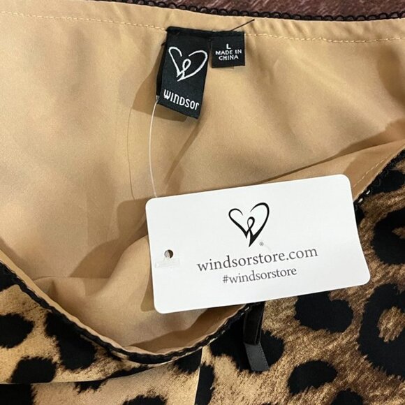 Windsor Leopard Print Satin Slip Mini Skirt Brown Tan Animal Print NWT L - Picture 6 of 10